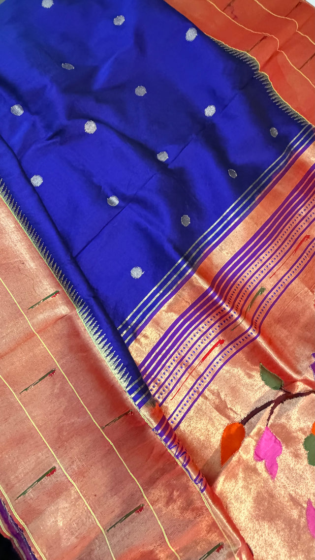 Blue Paithani silk saree online usa paithani sarees usa comes with stitched blouse