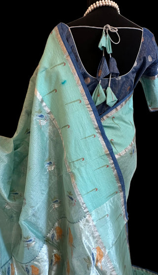 silver zari borders comes with well made blouse online