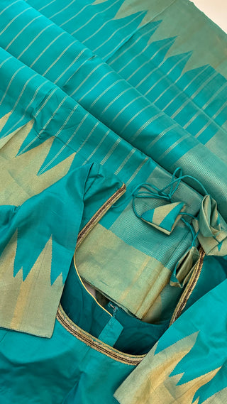Temple Gadwal handwoven silk saree with stitched blouse online