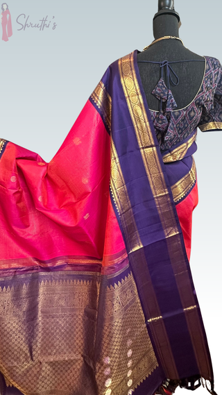 Pink double shade vaira oosi kanchi pattu saree fine weave kanchi pattu bridal