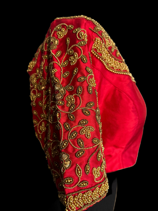 red hand embroidered pure silk blouses online shopping
