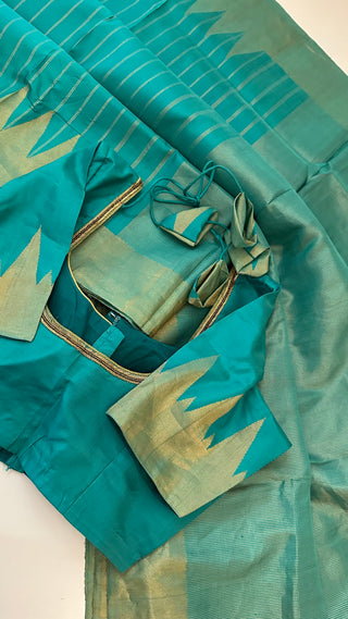 Temple Gadwal handwoven silk saree with stitched blouse online