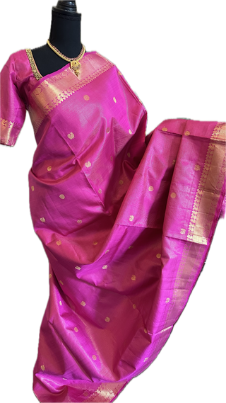 Pink vaira oosi kanchi pattu saree fine weave kanchi pattu bridal