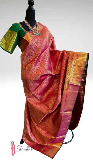 Classic Kanchipuram silk saree online with blouse size 36–44 inches
