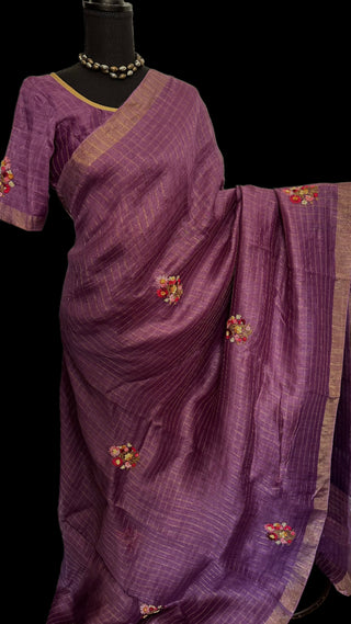 pure linen saree with stitched blouse usa