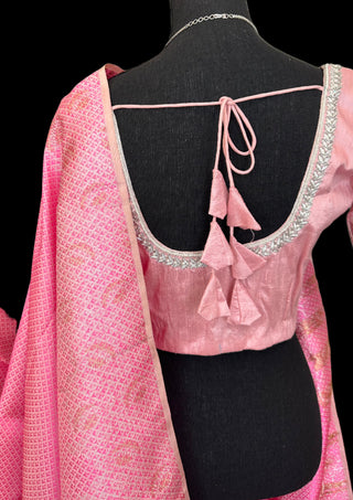 candy pink bright pink baby pink kanchi brocade pattu saree online silver zari kanjivaram saree usa