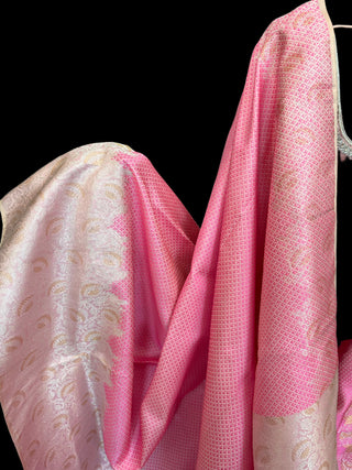 Brocade kanjivaram pink gold zari with stitched blouse.