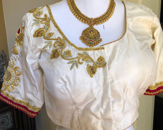 Hand embroidered silk Blouse custom sizes available online usa