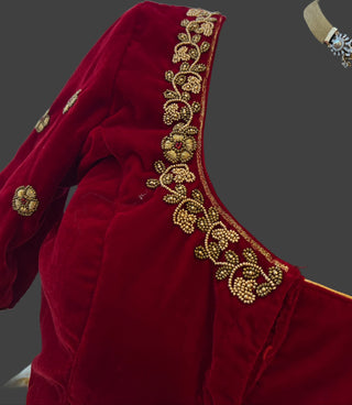 Red embroidered blouse readymade blouse for silk saree online usa
