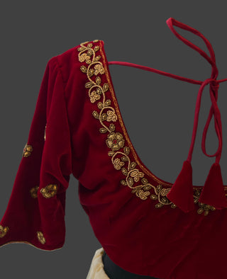 Red embroidered blouse readymade blouse for silk saree online usa