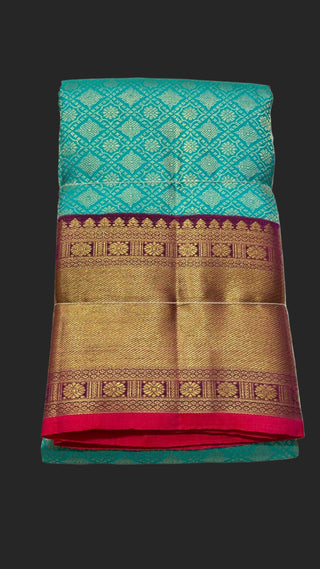 Sea Green kanchi bridal pattu saree online usa