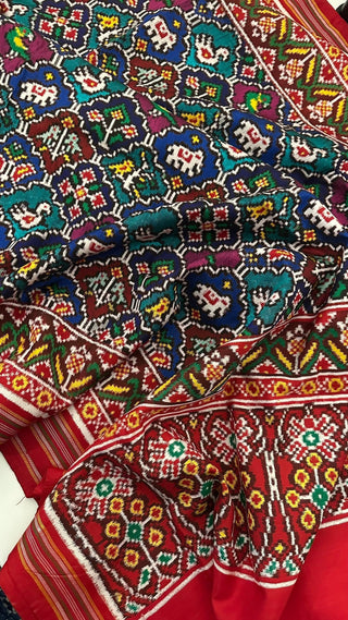 Double weave patan patola 11 motif design online usa pure handwoven patan patola silk saree online usa traditional pure silk saree patola ikat silk saree 