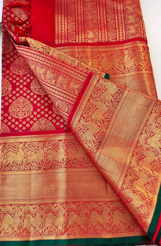 bridal red pure handloom kanchi pattu saree usa
