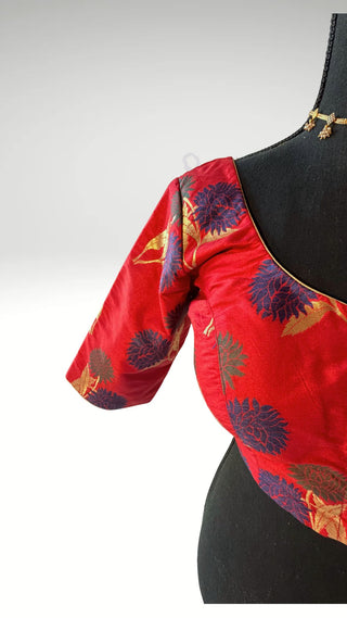 Red brocade silk blouse stitched blouse online usa silk blouses ready to wear online shopping blouse online