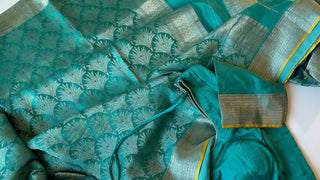 turquoise color saree