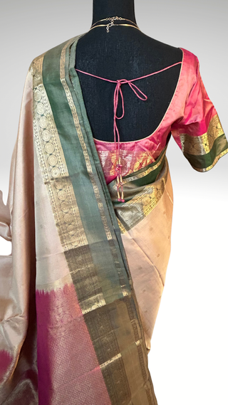 Ven Pattu Onam saree kanjivaram white pure  Kanchi pattu saree gold zari Indian wedding saree pure silk saree with stitched blouse usa online shopping