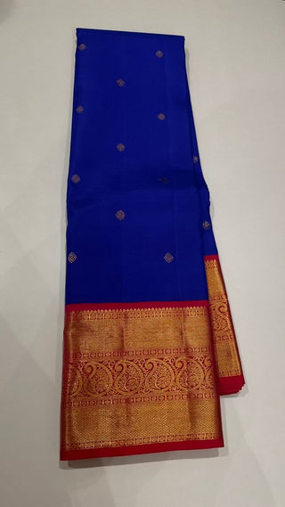 Navy blue handwoven pure zari kanchi pattu saree online usa