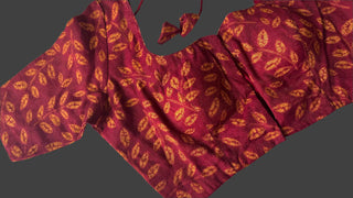 Silk blouse printed mustard floral readymade readytowear stitched blouse online usa sale latest brown blouse online usa saree usa dark red blouse online  usa 