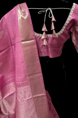 pure zari kanchi silver zari saree usa