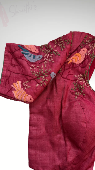 Red blouse Embroidery blouse Red silk blouse stitched online usa silk blouses ready to wear online shopping blouse online