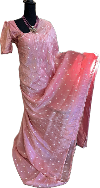 Crushed soft silk saree with blouse online shopping usa