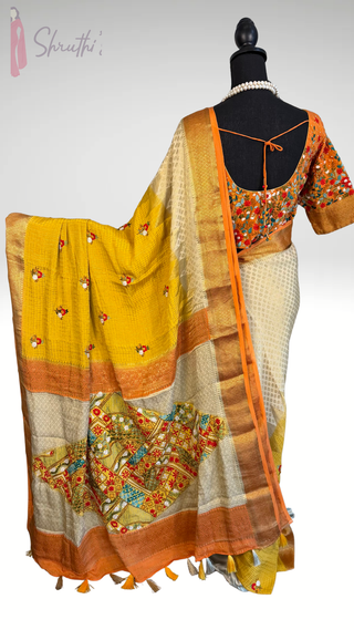 PureMustard Crepe Soft Silk Saree beautiful Indian Wedding & Bridal Silk Saree ready to ship for bride