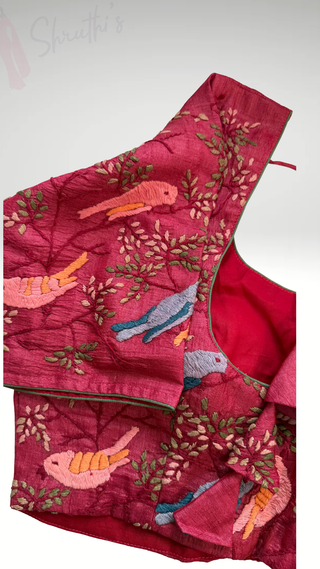 Red blouse Embroidery blouse Red silk blouse stitched online usa silk blouses ready to wear online shopping blouse online