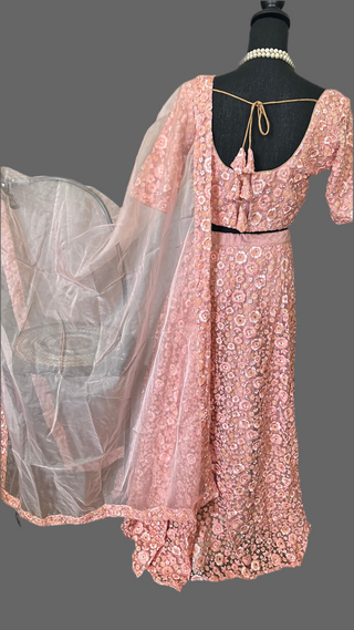 Peach  lehenga online usa weddings sequin  Soft silk Lehenga