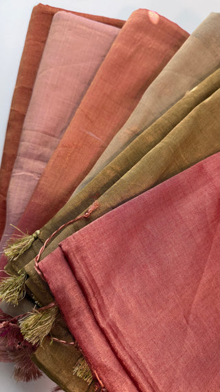 Tissue Gold Chanderi pastel tissue silk saree only fall pico done