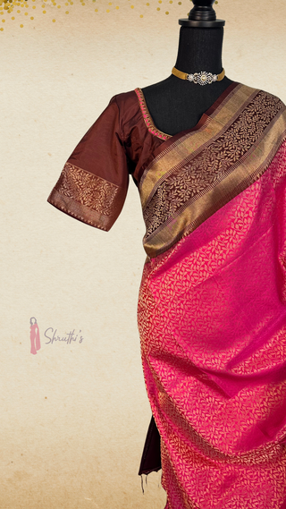 Pink Pure Soft Silk Saree beautiful double ply Indian Wedding & Bridal Silk Saree ready to ship for bride