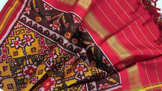 Patan patola pure yellow silk pure mulberry silk  Handwoven duppatta Pink Dupatta