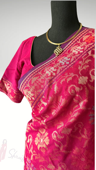 Pure Jamdhani Handloom cotton gold zari weave Handloom  saree pallu Partywear Diwali online shopping