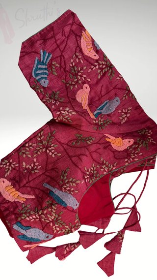 Red blouse Embroidery blouse Red silk blouse stitched online usa silk blouses ready to wear online shopping blouse online