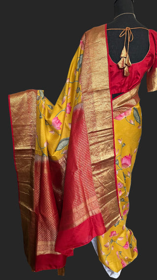 Printed soft silk saree prestitched blouse online usa