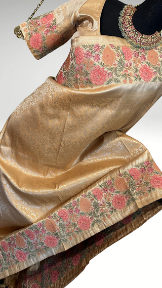 Pure Gold silk brocade  silk pure embroidered silk handwoven