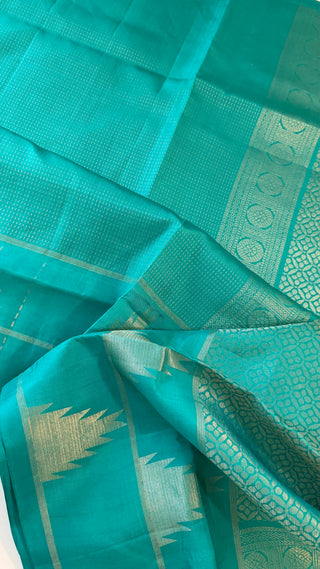 Pure Soft Silk Saree Teal green silk saree with embroidered  Stitched Blouse Indian handloom wedding pattu Saree Online USA Ready to Ship Saree Online USA Easy Drape