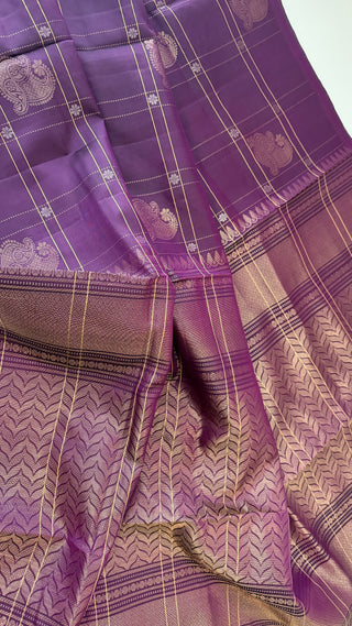 Pure Soft Silk Saree Purple checks silk saree with embroidered  Stitched Blouse Indian Saree Online USA Ready to Ship Saree Online USA Easy Drape