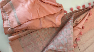 Chinya silk with silver zari with stitched blouses