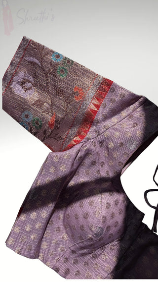 Pastel Lavender Zari Kota zari sleeve Blouse  Readymade Blouse with Ready to Ship Online USA