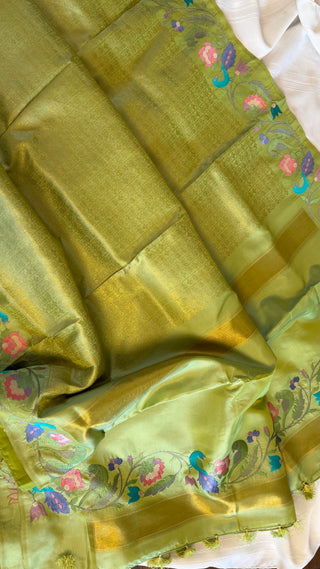 Handloom pure silver zari Brocade weave silk embroidered borders easy drape finest weave saree
