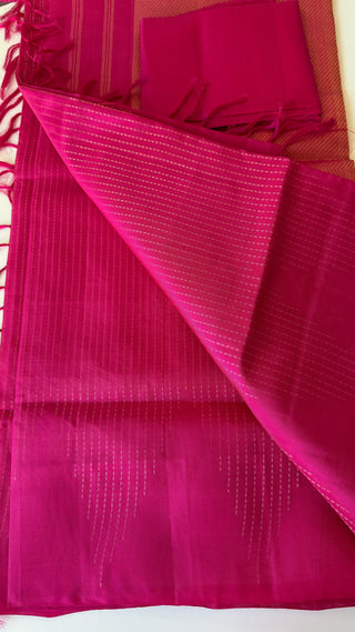 Handloom Pink zari lines Easy drape with unstitched blouse Beautiful Soft silk kanchi pattu saree fine weave kanchi pattu bridal
