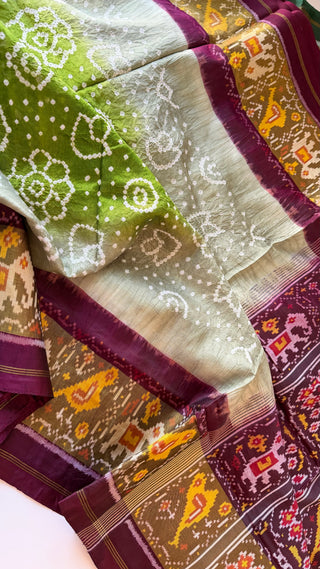 Pure Bandhej Patola pure Silk Saree pure silk saree silk finish with stitched blouse Partywear pooja wear ready to ship Saree USA