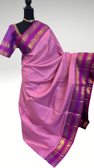 Lavender Gold zari pure traditional pure kanchi pattu saree handwoven vaira oosi kanchi pattu saree fine weave kanchi pattu bridal