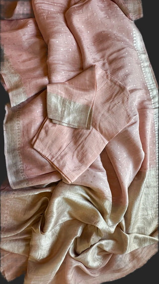 Beneras saree silver zari pure pastel saree with stitched blouse pink pastel saree online usa 