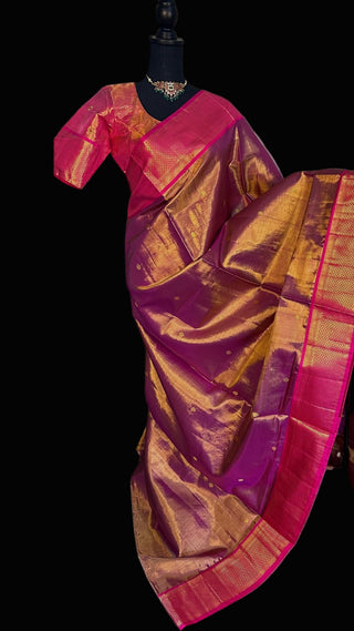 Tissue kanjivaram silk saree with stitched Indian wedding muhurtam silk bridal blouse online shopping usa