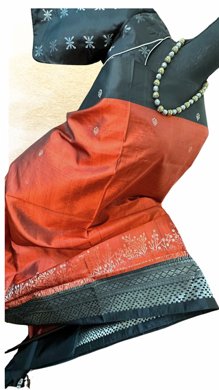 Pure Soft Silk Saree Rust black beautiful Indian Wedding & Bridal Silk Saree ready to ship