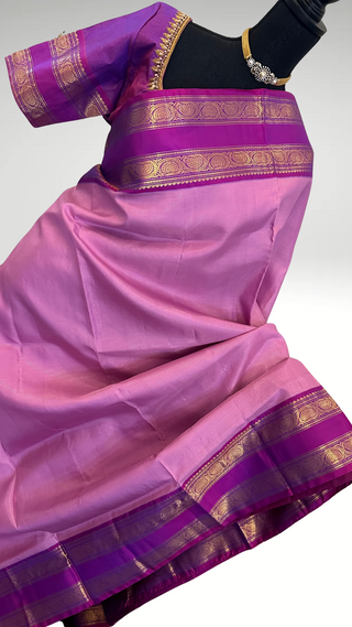Lavender Gold zari pure traditional pure kanchi pattu saree handwoven vaira oosi kanchi pattu saree fine weave kanchi pattu bridal