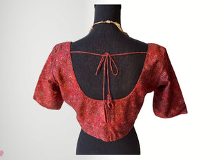 Red pure printed silk blouse brocade stitched blouse online usa silk blouses ready to wear online shopping blouse online