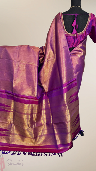 Purple Vadamalli color Handloom Kanjivaram Silk Saree with Embroidered Blouse – Wedding & Party Wear Saree Online USA
