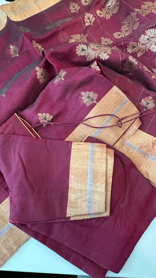 Chanderi silk with  blouse pure silk blouses